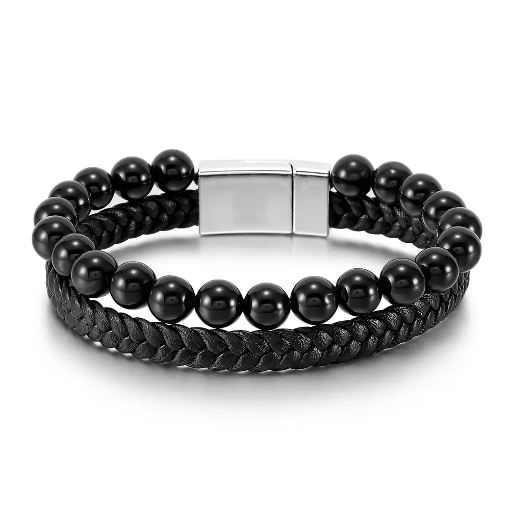 Joya Pulsera Hombre Agata Negra