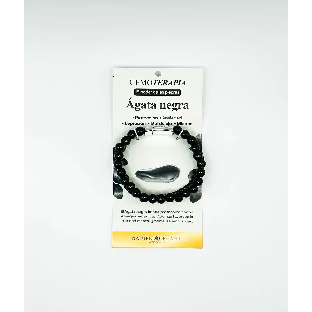 Joya Pulsera Hombre Agata Negra