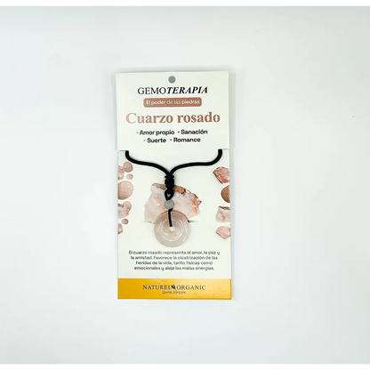 Joya Colgante Redondo Cuarzo Rosado