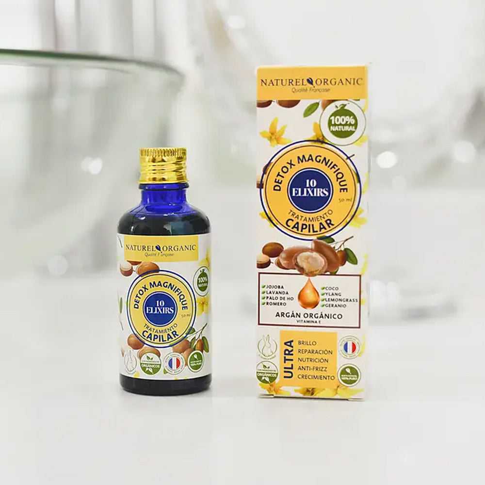 Cabello Dañado-10 Elixirs Orgánicos Argán, Coco, Lavanda- Detox Magnifique!