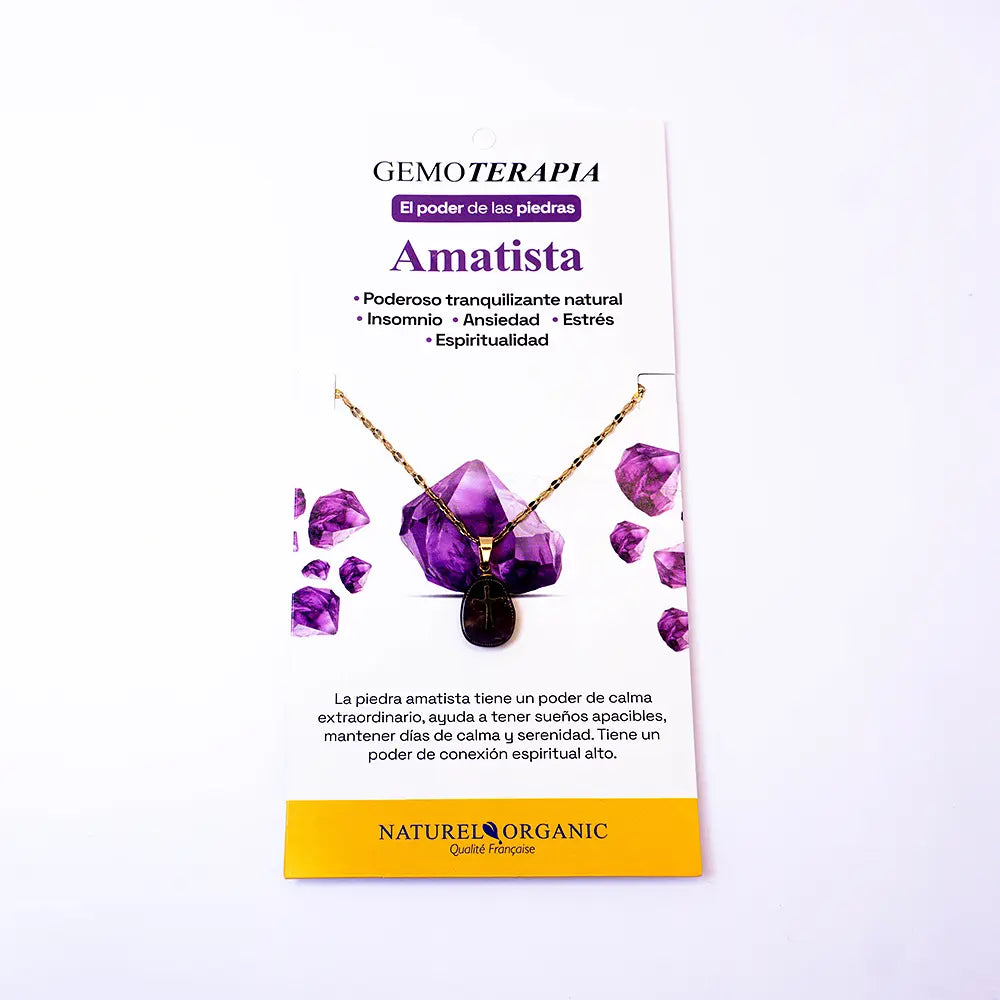 Joya colgante cruz amatista, ansiedad, estrés, espiritualidad